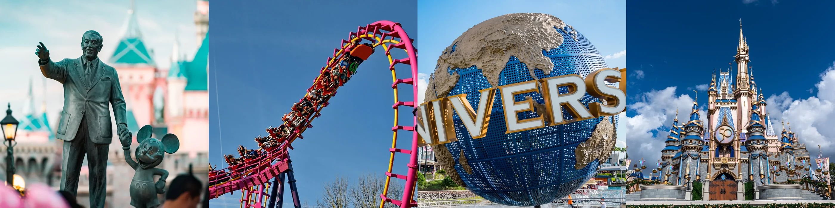Frise de photos des parcs d'attractions d'Orlando